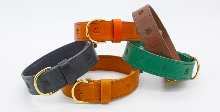 Leder-Hundehalsband Palma mini cognac-petrol